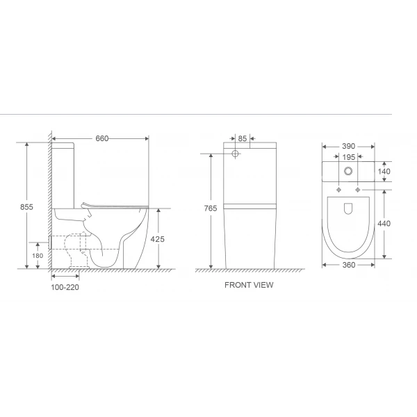 Унитаз-компакт Mixxus Premium Ellipse-0402-R 660x390x855mm, система смыва RIMLESS (MP6468)