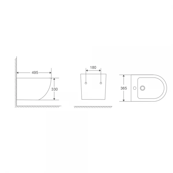 Біде підвісне Mixxus Premium Ellipse-0501 495x365x325mm (MP6469)