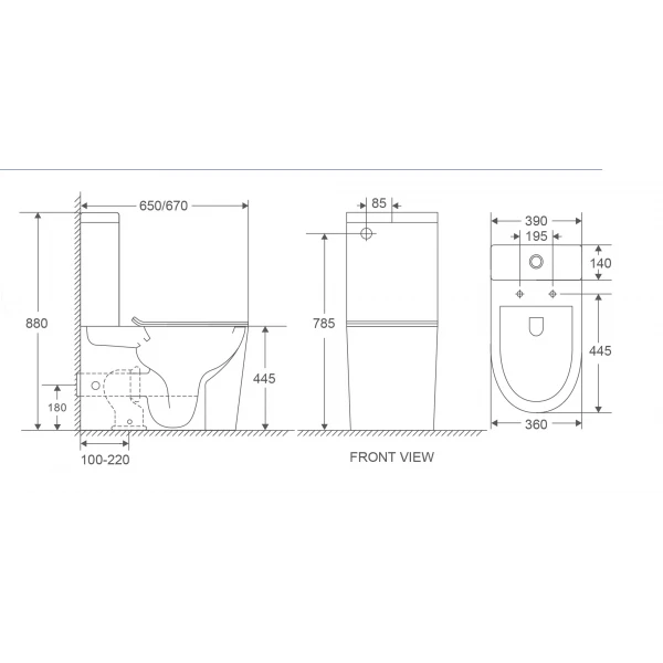 Унитаз-компакт Mixxus Premium Bevel-0402-R 670x390x880mm, система смыва RIMLESS (MP6474)