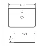 Умывальник накладной керамический Mixxus Premium Quadro-0202 с переливом 600x420x120mm (MP6479)