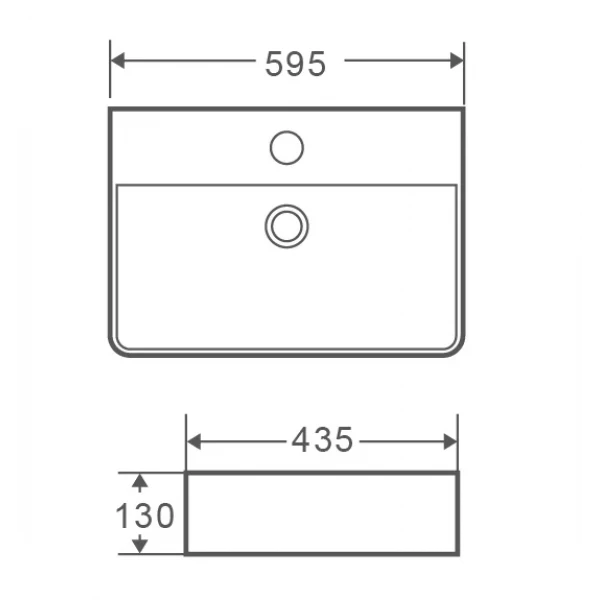 Умывальник накладной керамический Mixxus Premium Quadro-0202 с переливом 600x420x120mm (MP6479)