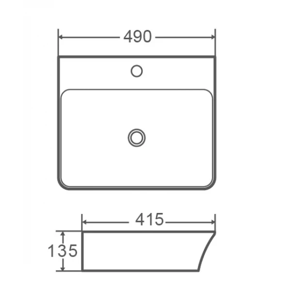 Умивальник накладний керамічний Mixxus Premium Bevel-0201 з переливом 485x410x125mm (MP6480)