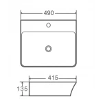 Умывальник накладной керамический Mixxus Premium Bevel-0201 с переливом 485x410x125mm (MP6480)