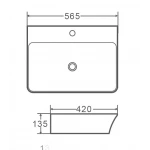 Умывальник накладной керамический Mixxus Premium Bevel-0202 с переливом 560x415x125mm (MP6481)