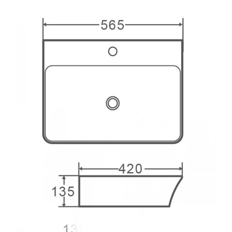 Умывальник накладной керамический Mixxus Premium Bevel-0202 с переливом 560x415x125mm (MP6481)