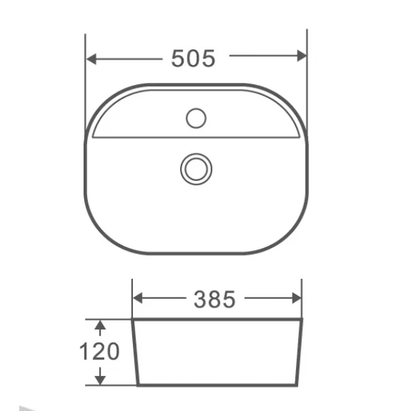 Умывальник накладной керамический Mixxus Premium Ellipse-0201 505x385x120mm (MP6482)