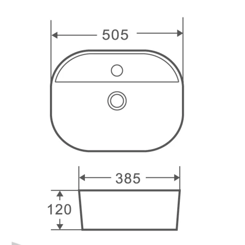 Умывальник накладной керамический Mixxus Premium Ellipse-0201 505x385x120mm (MP6482)