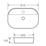 Умывальник накладной керамический Mixxus Premium Ellipse-0202 610x400x120mm (MP6483)