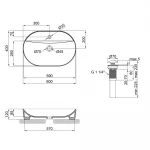 Умывальник накладной керамический Mixxus Premium Ellipse-0202 610x400x120mm (MP6483)