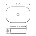 Умывальник накладной керамический Mixxus Premium Diverse-0102 610x400x145mm (MP6486)