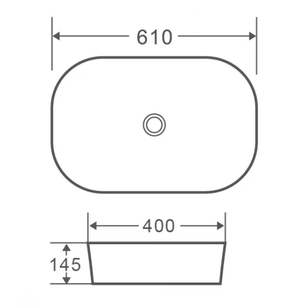 Умывальник накладной керамический Mixxus Premium Diverse-0102 610x400x145mm (MP6486)