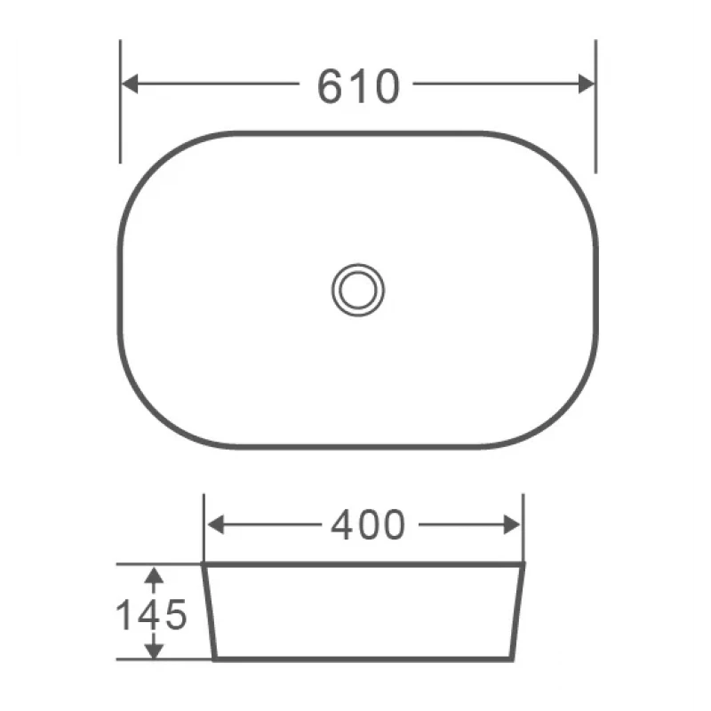 Умывальник накладной керамический Mixxus Premium Diverse-0102 610x400x145mm (MP6486)