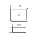 Умывальник накладной керамический Mixxus Premium Quadro-0101 475x370x140mm (MP6487)