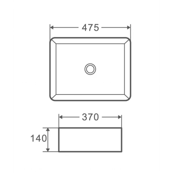 Умывальник накладной керамический Mixxus Premium Quadro-0101 475x370x140mm (MP6487)