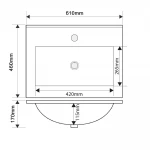 Раковина меблева Mixxus Premium CUBIC-1501 610х460х170mm з отвором під змішувач та переливом (MP6495)
