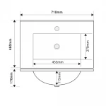 Раковина меблева Mixxus Premium CUBIC-1502 710х460х170mm з отвором під змішувач та переливом (MP6496)
