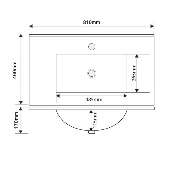Раковина меблева Mixxus Premium CUBIC-1503 810х460х170mm з отвором під змішувач та переливом (MP6497)