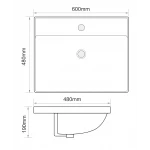 Раковина меблева MIXXUS PREMIUM STYLE-1501 600х480х190mm з отвором під змішувач та переливом (MP6498)