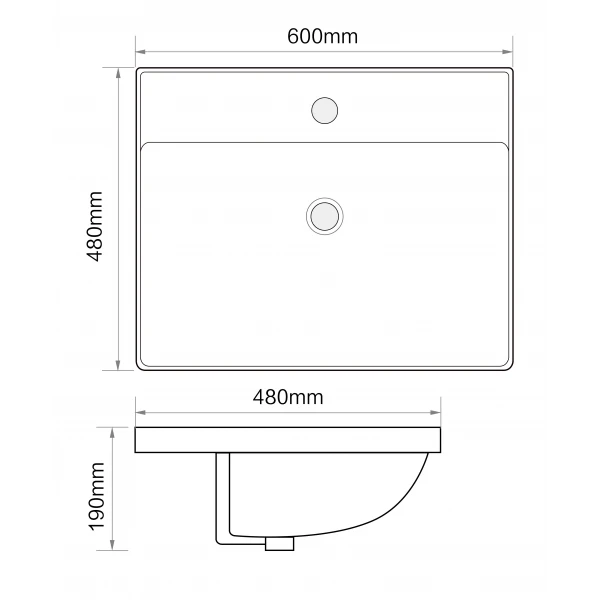 Раковина меблева MIXXUS PREMIUM STYLE-1501 600х480х190mm з отвором під змішувач та переливом (MP6498)