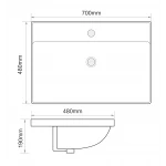 Раковина меблева MIXXUS PREMIUM STYLE-1502 700х480х190mm з отвором під змішувач та переливом (MP6499)