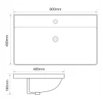Раковина мебельная MIXXUS PREMIUM STYLE-1503 800х480х190mm с отверстием под смеситель и переливом (MP6500)