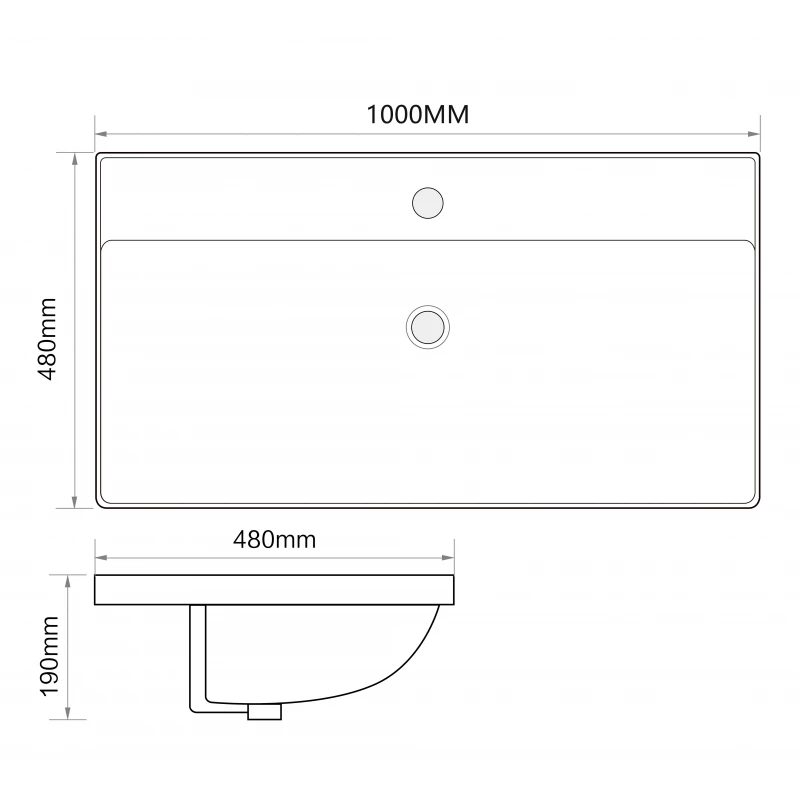 Раковина мебельная MIXXUS PREMIUM STYLE-1504 1000х480х190mm с отверстием под смеситель и переливом (MP6501)