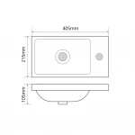 Раковина мебельная Mixxus Premium QUADRO-1501 400х215х105mm с отверстием под смеситель (MP6502)