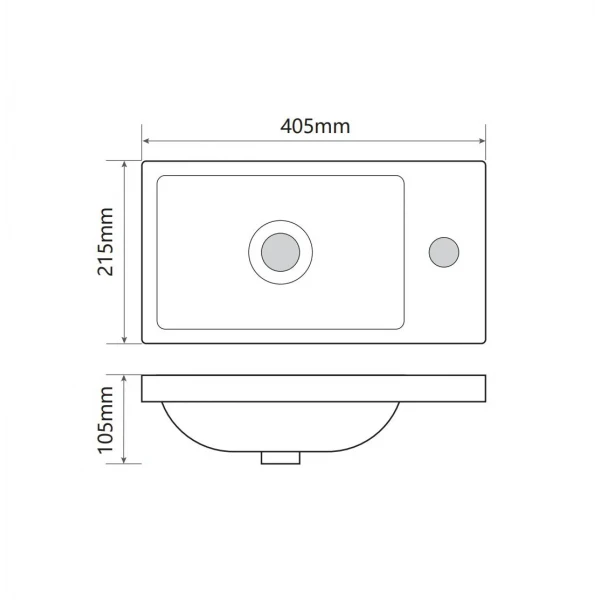 Раковина мебельная Mixxus Premium QUADRO-1501 400х215х105mm с отверстием под смеситель (MP6502)