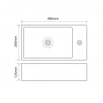 Раковина накладная Mixxus Premium QUADRO-0207 480х260х125mm с отверстием под смеситель (MP6503)