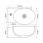 Раковина подвесная Mixxus Premium DIVERSE-1201-R 400х215х140mm с отверстием под смеситель и переливом (MP6506)