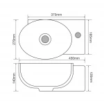 Раковина подвесная Mixxus Premium DIVERSE-1201-L 400х215х140mm с отверстием под смеситель и переливом (MP6507)