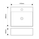 Раковина подвесная Mixxus Premium QUADRO-0205 410х360х130mm с отверстием под смеситель и переливом (MP6508)