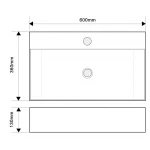 Раковина подвесная Mixxus Premium QUADRO-0206 600х360х130mm с отверстием под смеситель и переливом (MP6509)