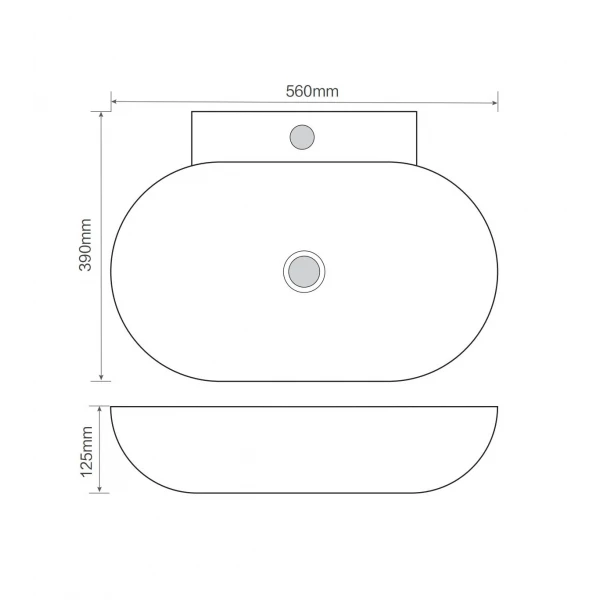 Раковина подвесная MIXXUS PREMIUM DIVERSE-0201 560х390х125mm с отверстием под смеситель (MP6510)