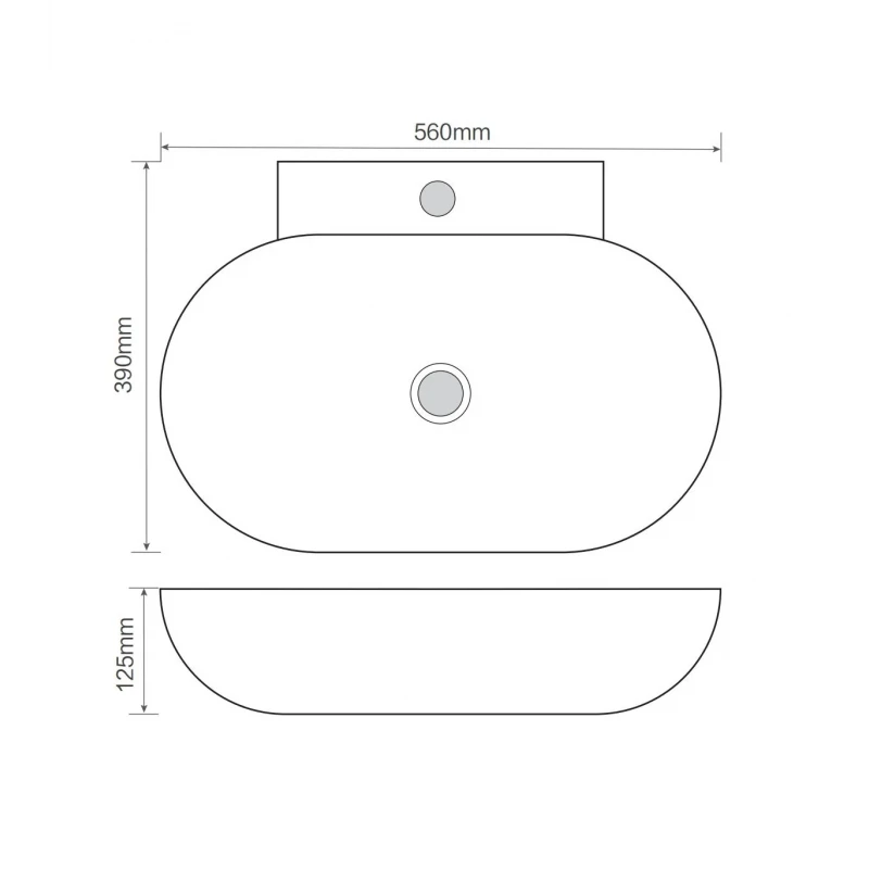 Раковина підвісна MIXXUS PREMIUM DIVERSE-0201 560х390х125mm з отвором під змішувач (MP6510)