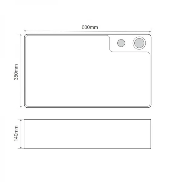 Раковина накладная Mixxus Premium STYLE-0202 600х350х140mm с донным клапаном и отверстием под смеситель (MP6512)