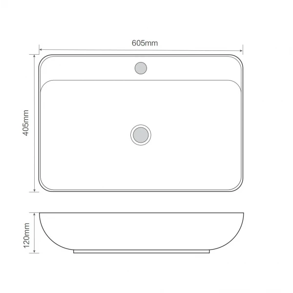 Раковина накладная Mixxus Premium BEVEL-0203 600х405х120mm с отверстием под смеситель (MP6513)