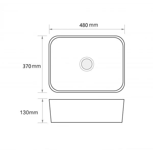 Раковина накладная Mixxus Premium QUADRO-0103 480х370х130mm (MP6514)