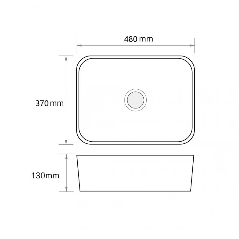 Раковина накладная Mixxus Premium QUADRO-0103 480х370х130mm (MP6514)