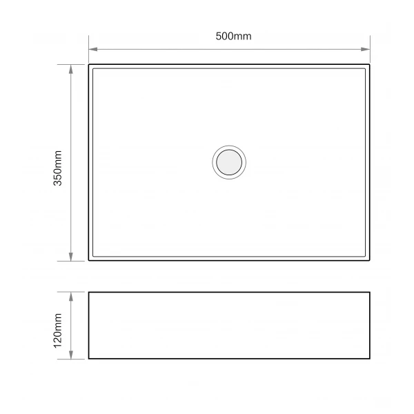 Раковина накладная Mixxus Premium QUADRO-0104 500х350х120mm (MP6515)