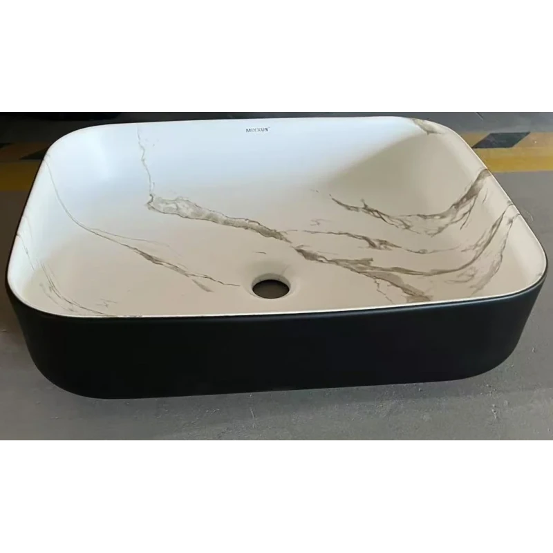 Раковина накладная MIXXUS PREMIUM DIVERSE-0110 MARBLE-BLACK 500х390х130mm (MP6517)