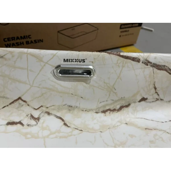 Раковина накладна Mixxus Premium QUADRO-0208 MARBLE 480х315х140mm з переливом (MP6518)