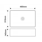 Раковина накладна Mixxus Premium QUADRO-0208 MARBLE 480х315х140mm з переливом (MP6518)