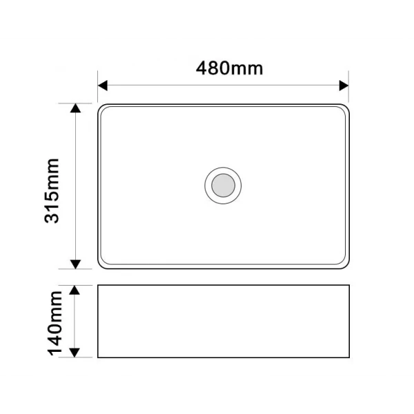 Раковина накладна Mixxus Premium QUADRO-0208 MARBLE 480х315х140mm з переливом (MP6518)