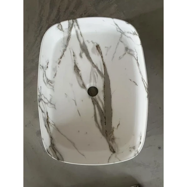 Раковина накладная Mixxus Premium BEVEL-0102 MARBLE 495х370х135mm (MP6519)