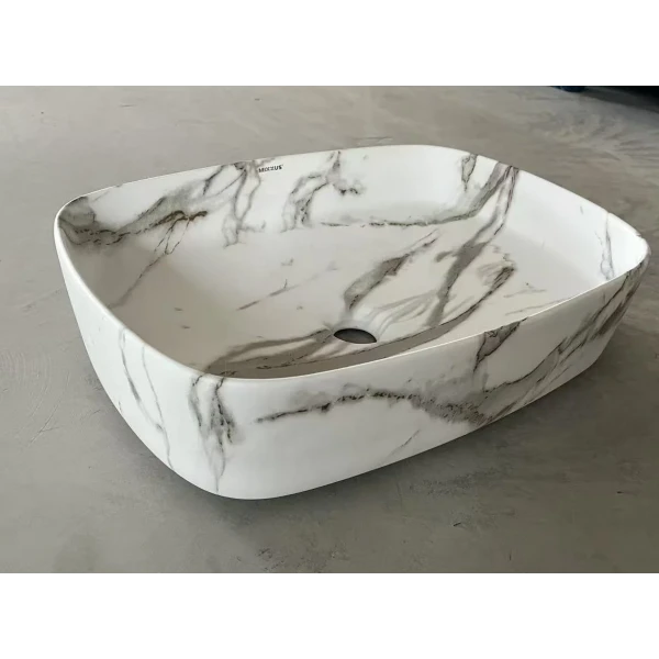 Раковина накладная Mixxus Premium BEVEL-0102 MARBLE 495х370х135mm (MP6519)