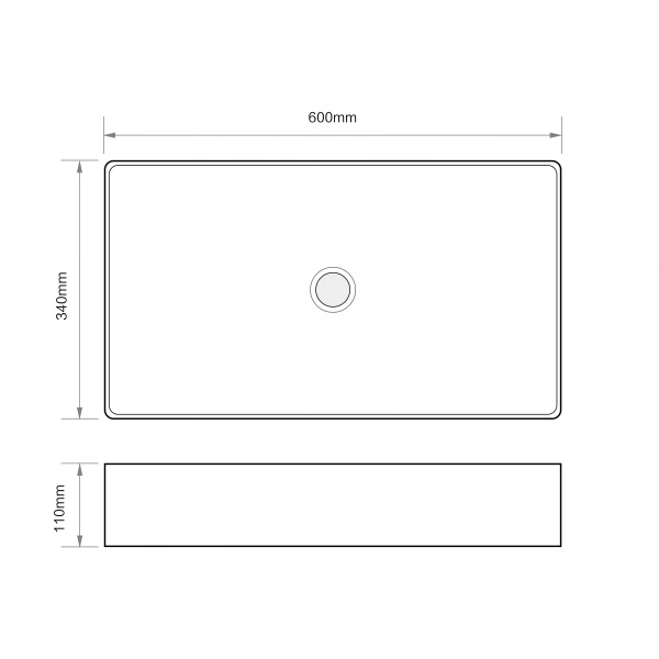Раковина накладная Mixxus Premium QUADRO-0107 EDGE BLACK 600х340х110mm (MP6521)