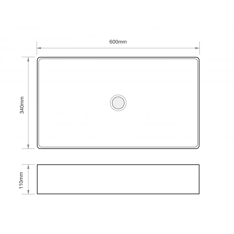 Раковина накладная Mixxus Premium QUADRO-0107 EDGE BLACK 600х340х110mm (MP6521)