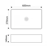 Раковина накладная Mixxus Premium QUADRO-0209 600х370х140mm с переливом (MP6522)