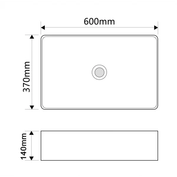 Раковина накладная Mixxus Premium QUADRO-0209 600х370х140mm с переливом (MP6522)